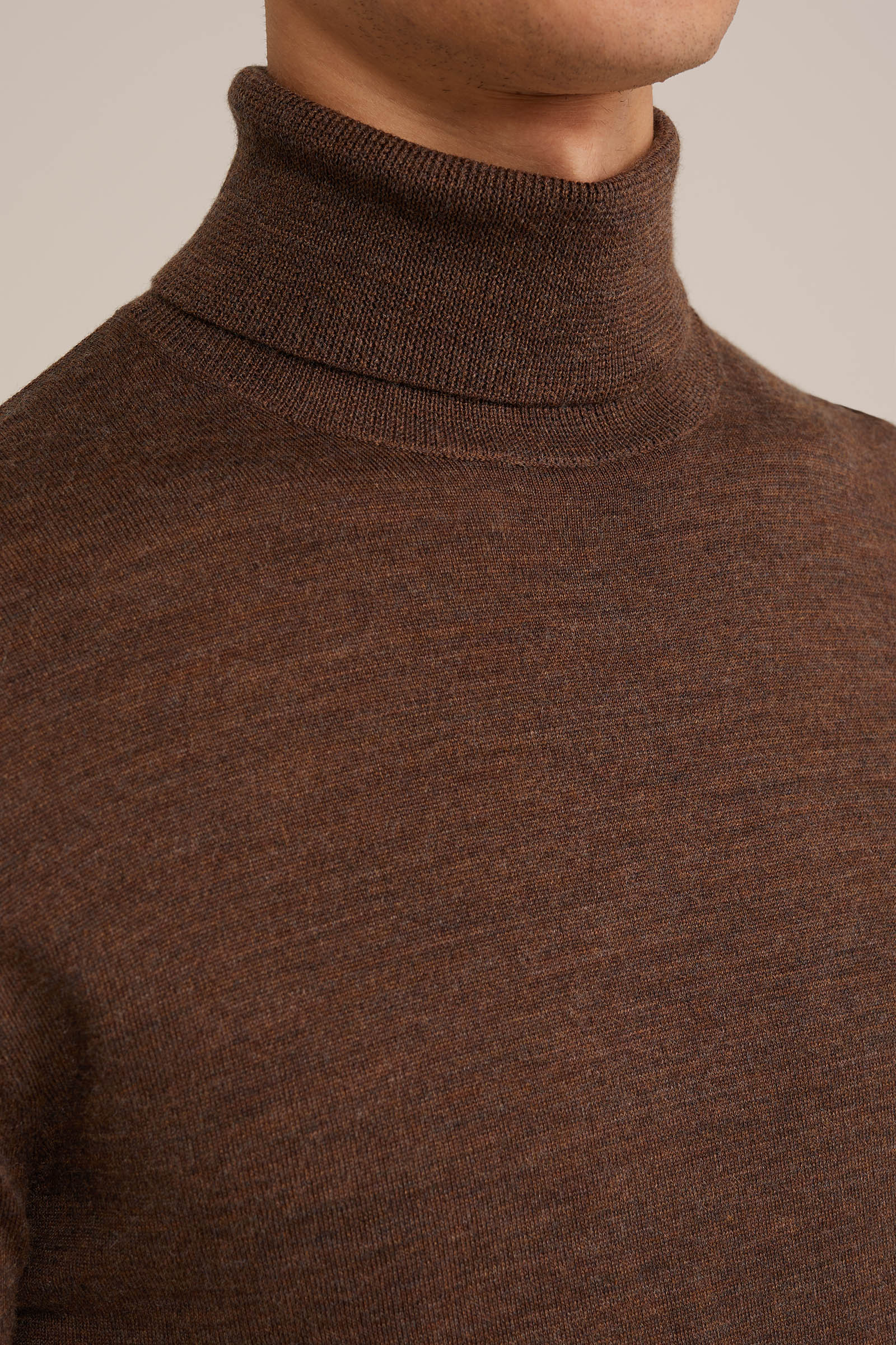 coltrui van merinowol WE Fashion Donkerbruin