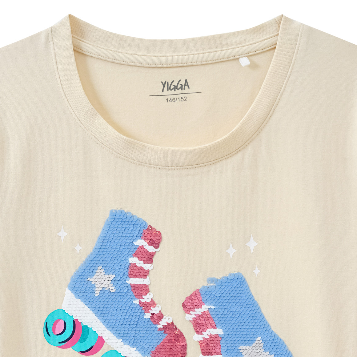 Yigga Mädchen T-Shirt mit Wendepailletten creme