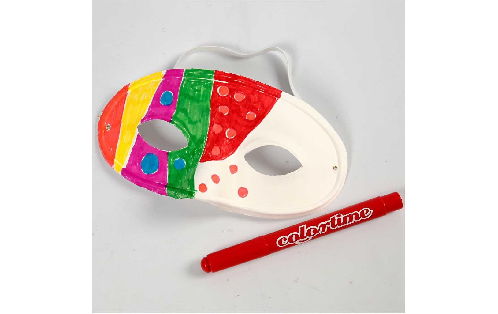 Partyaccessoire Halbmaske Weiss, 10 StückVorgeformte weisse Maske aus Zellstoff mit elastischem Gummiband