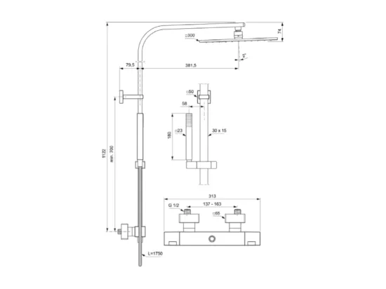 Colonne de douche thermostatique IDEAL STANDARD Ceratherm C100