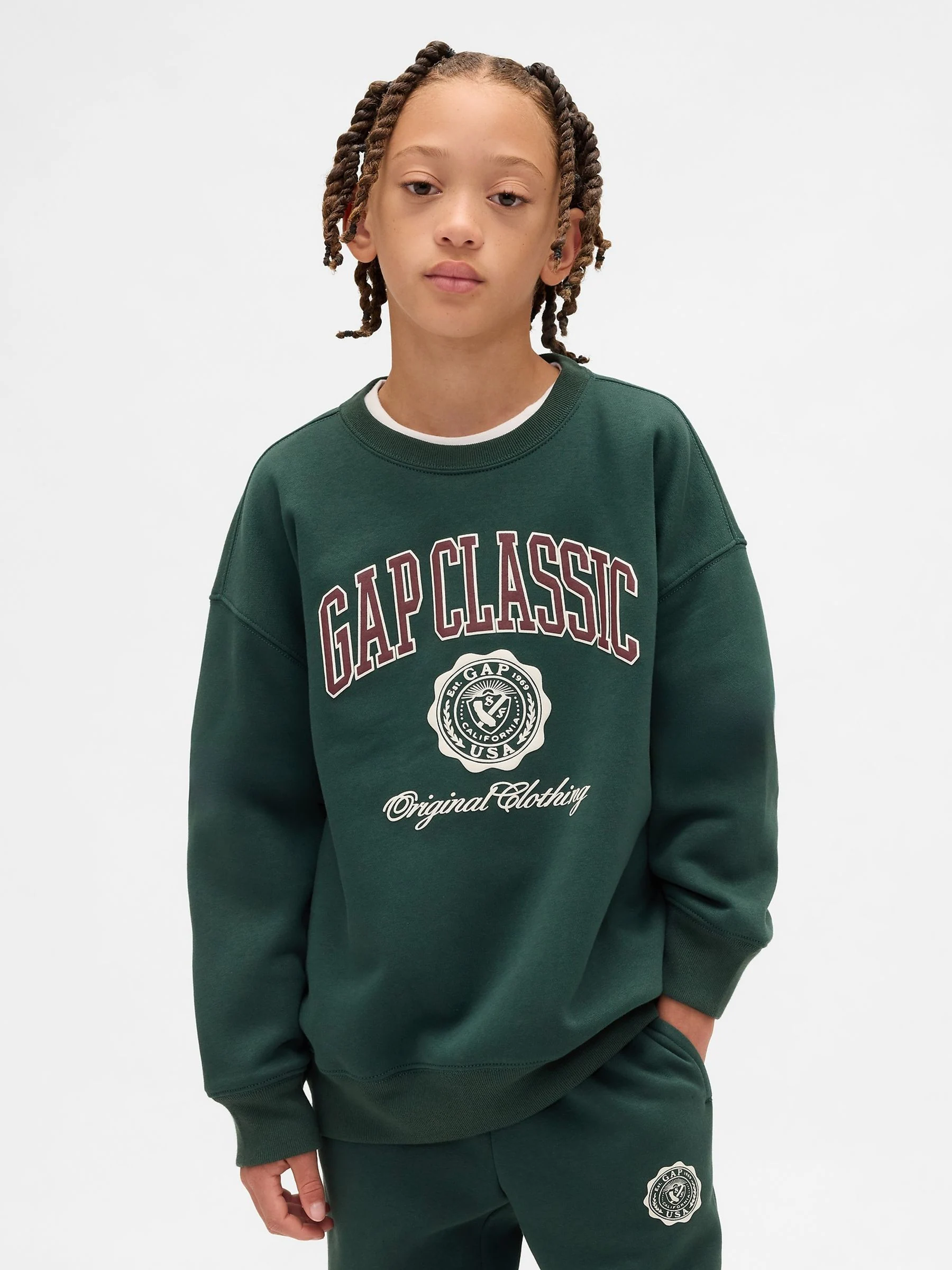 Groen - Gap VintageSoft Relaxed Logo Sweatshirt (4-13jr) (4-13jr)