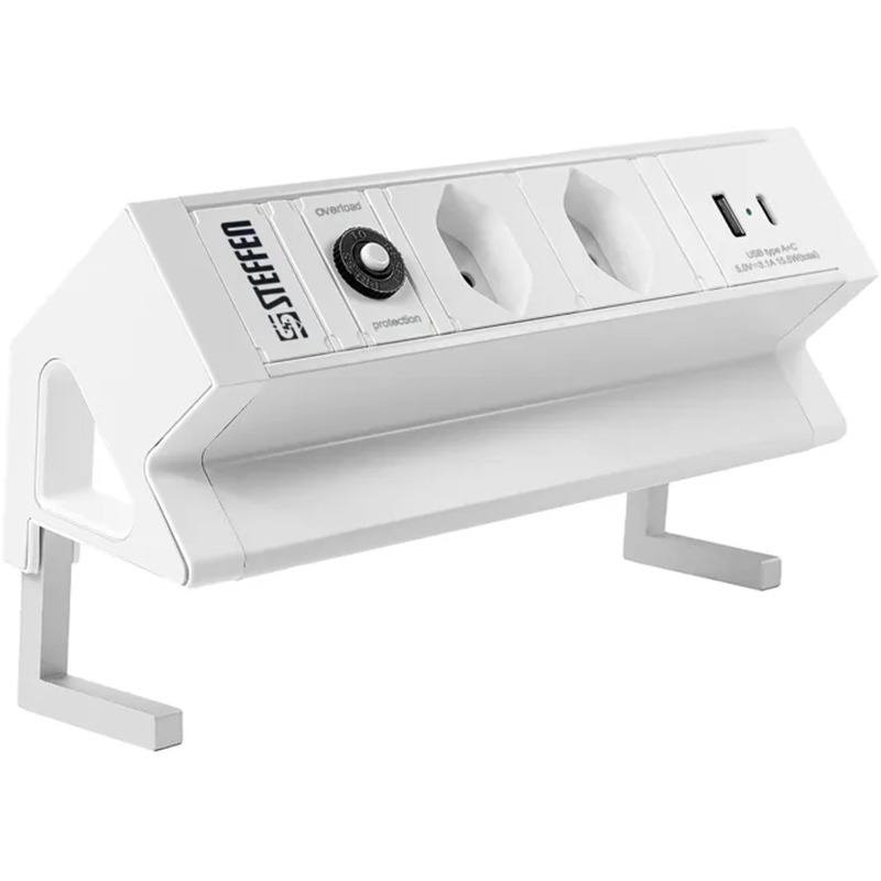 Steffen Steckdosenleiste Alu Desk 2x T13, 1x USB-A, 1x USB-C, 1.5 m