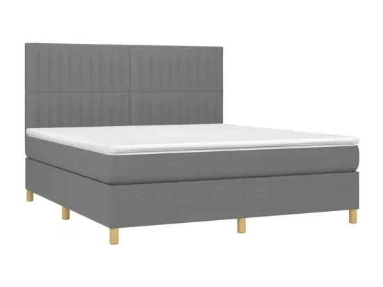 Sommier tapissier et matelas et LED Gris foncé 180x200 cm Tissu