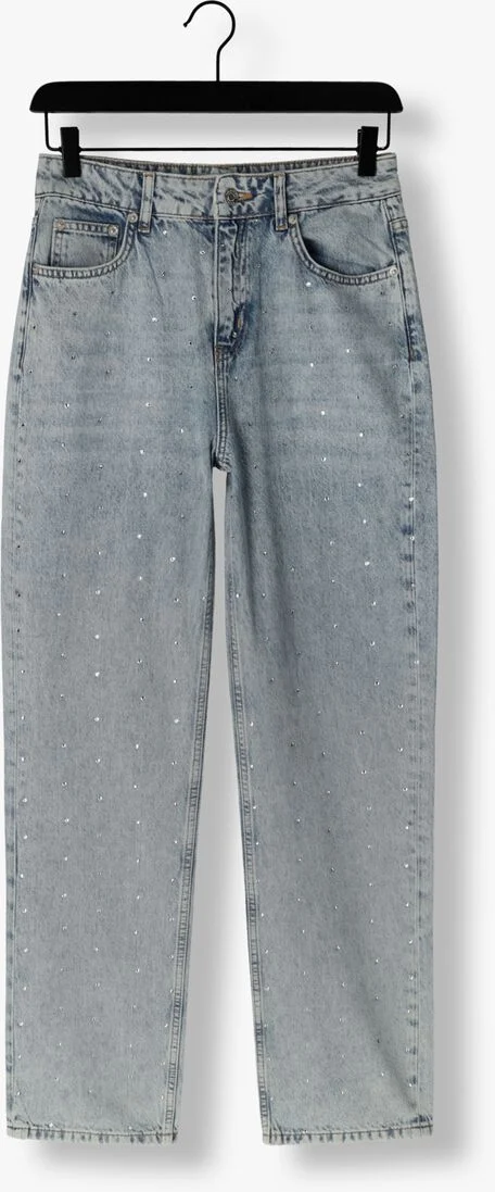 COLOURFUL REBEL lichtblauwe colourful rebel straight leg jeans jones rhinestones denim