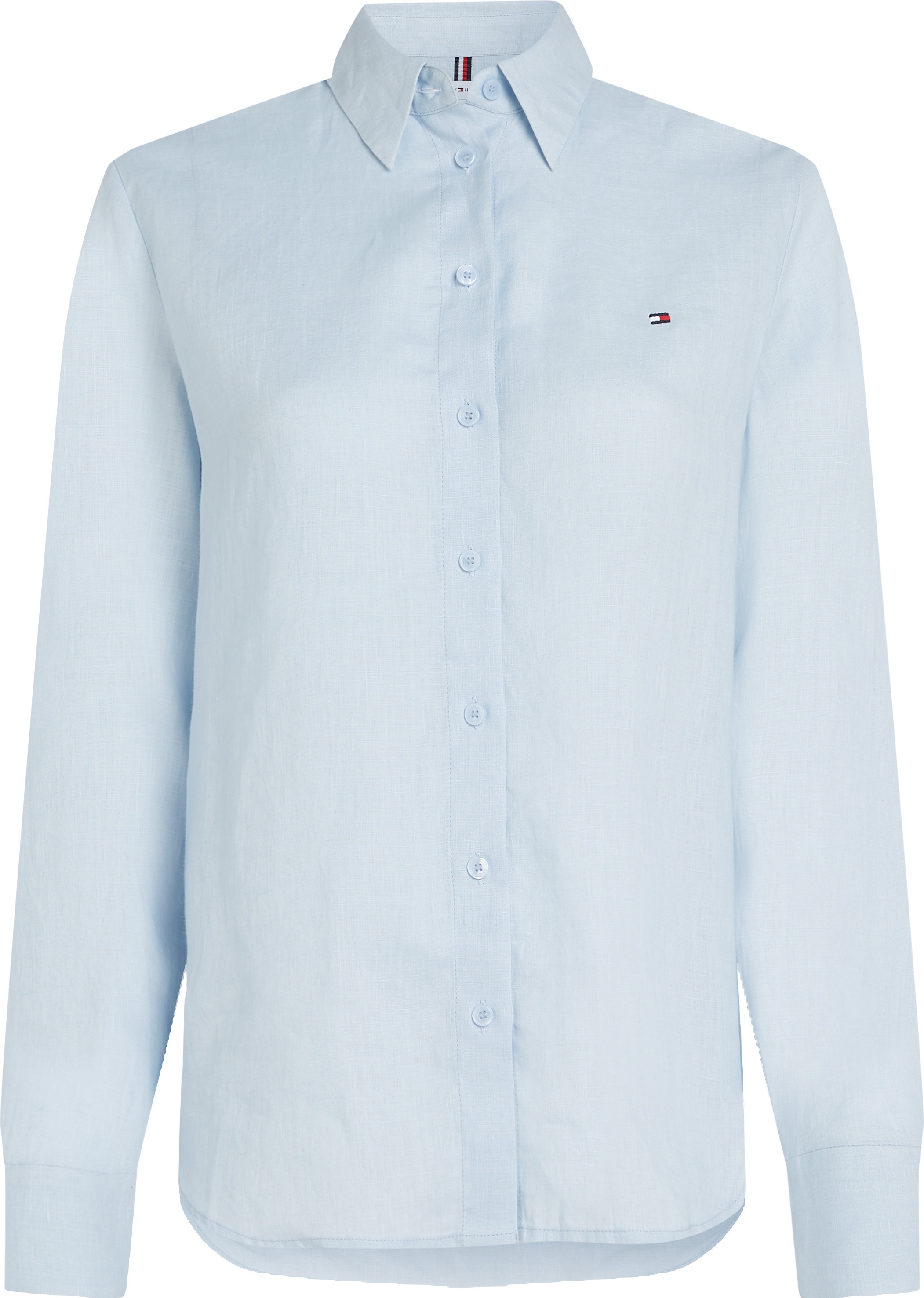 Tommy Hilfiger Hemdbluse »ESS LINEN RELAXED SHIRT« mit Logostickerei ,kühlendes Premium Leinen