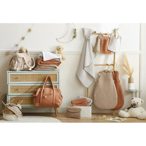 Maxi couverture coton gaufré - Latte - BB&CO