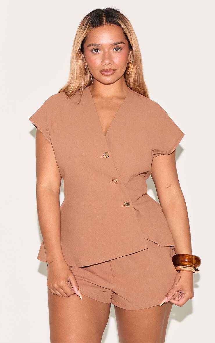 Moka Short Shape Taille Élastiquée Aspect Lin