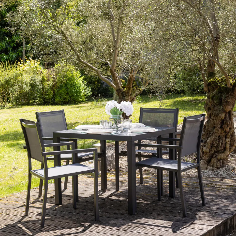 Happy Garden Tuinmeubilair BERGAMO - Grijs - Aluminium