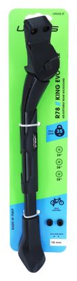 BEQUILLE VELO LATERALE ARRIERE URSUS KING EVO REAR 24-28'' NOIRE REGLABLE FIXATION 2 VIS SUR BASE ENTRAXE 18mm - SUPPORTE 35Kgs (LIVRE SUR CARTE)