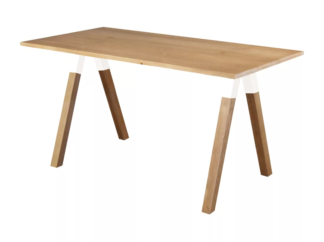 Table Urban white 140 x 80 cm en bois, coloris chêne