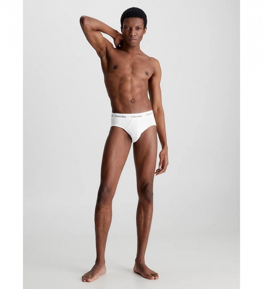 Pacote com 3 camisolas brancas de algodão elástico da Calvin Klein