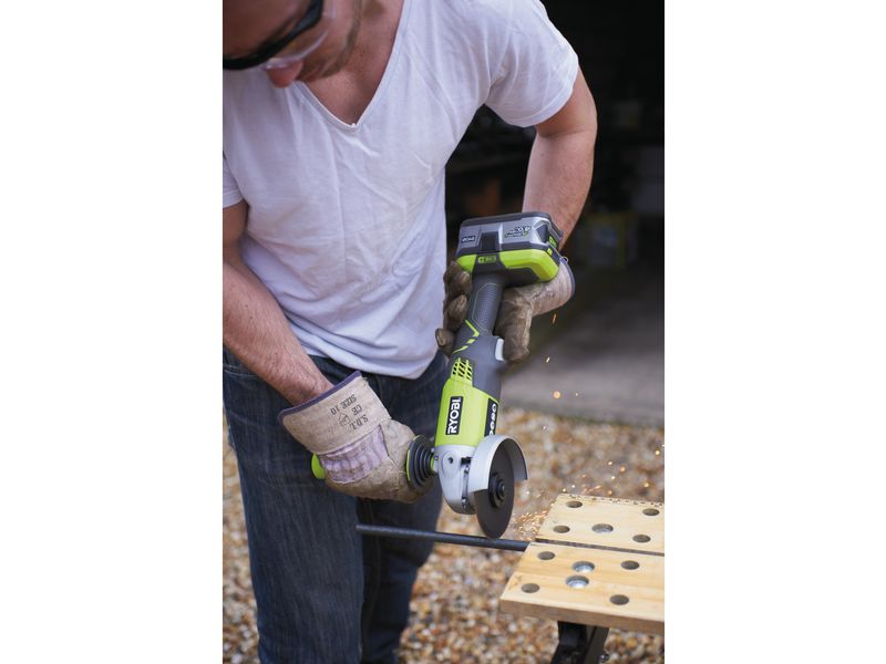 RYOBI Akku-Winkelschleifer R180AG-0, Solo, Ø 115 mm Akku-Winkelschleifer ideal für eine Vielzahl von Schleif- und Schneidanwendungen