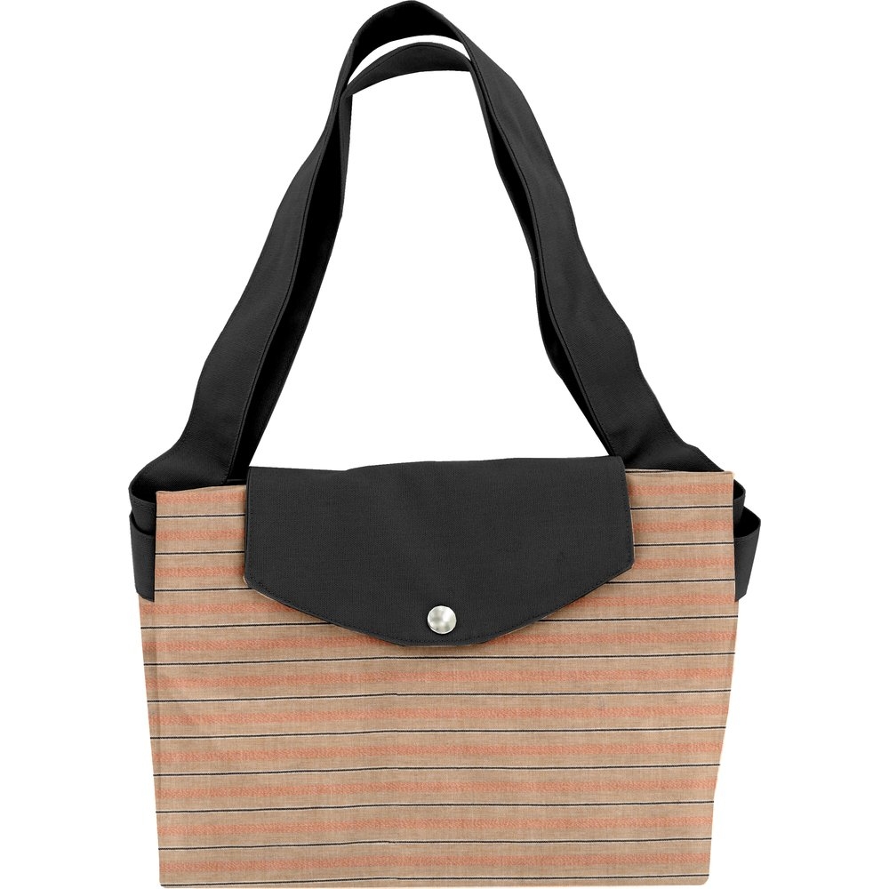 Grand Sac Cabas En Tissu Rayure Bronze Cuivrée
