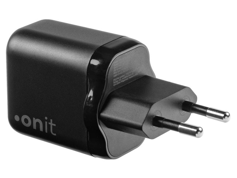 onit USB-Wandladegerät Dual 2C 35 W GaN Schwarz Ladeadapter mit zwei USB-C-Ports