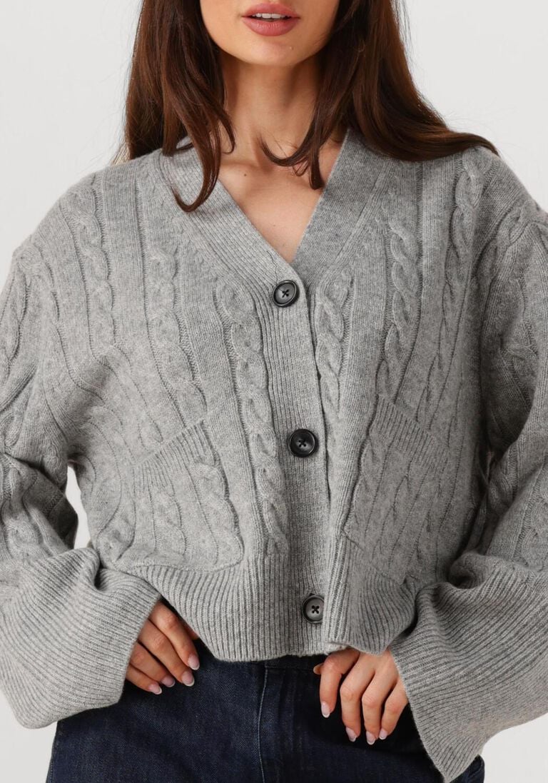 lichtgrijze second female vest alphine knit cardigan