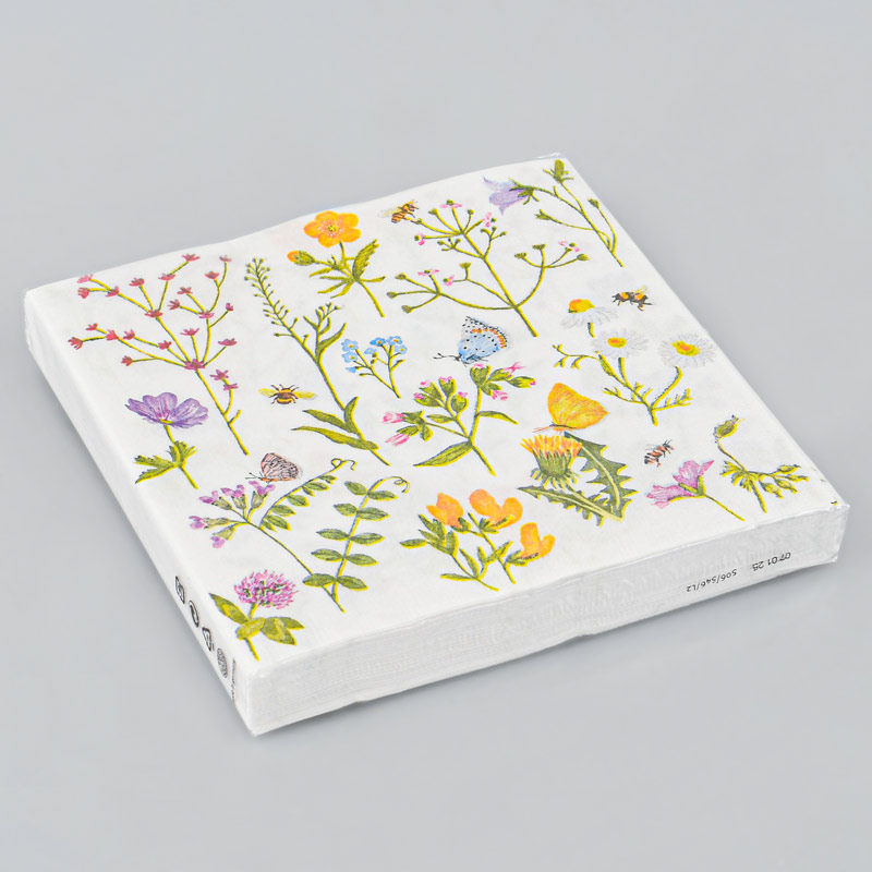 Lot de 20 serviettes fleurs bleuets