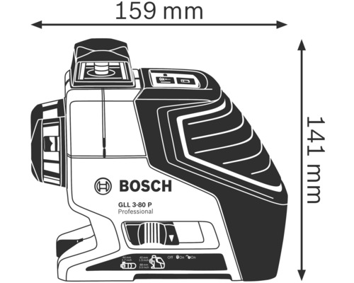 Bosch Professional GLL 3-80 lijnlaser inclusief 4 x AA batterijen, laserrichtplaat in gereedschapskoffer