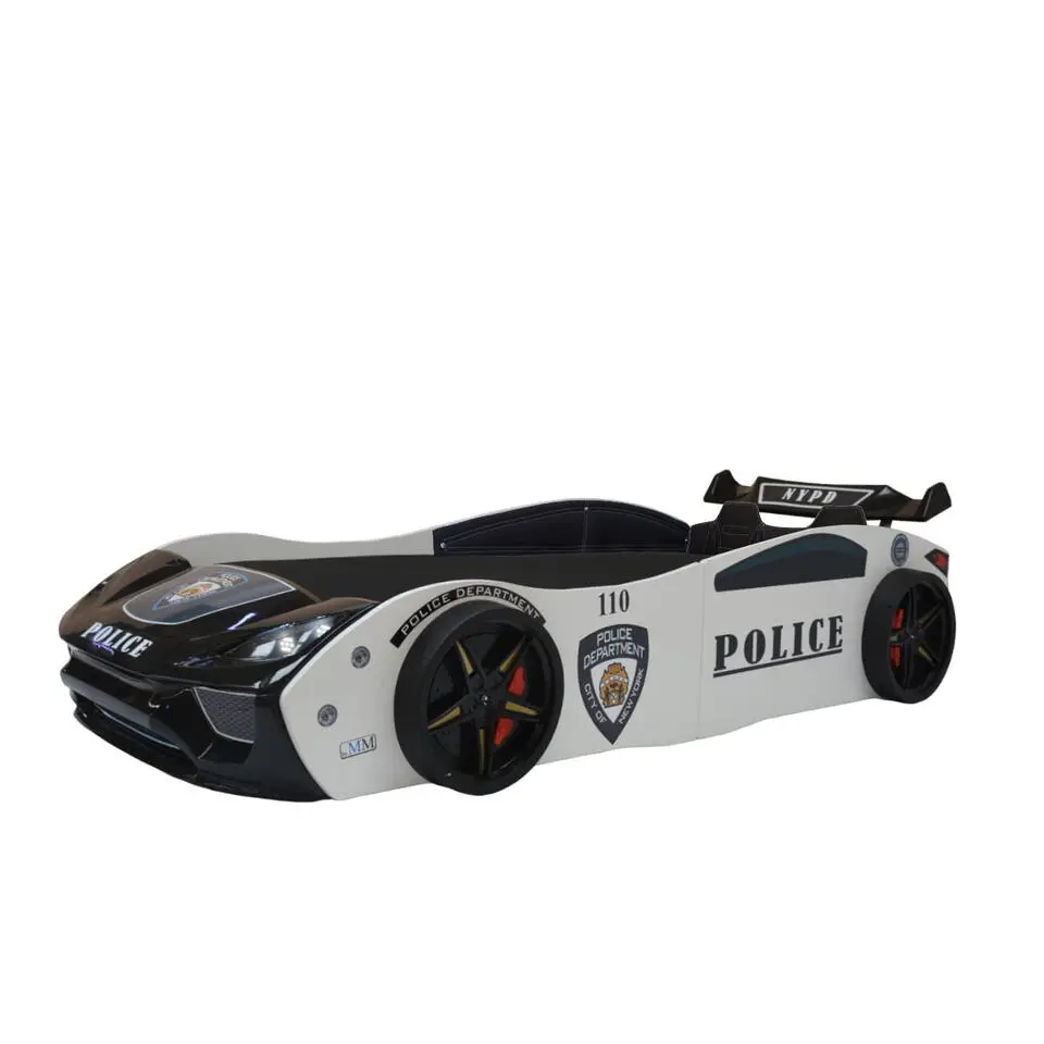 Politiebed - Autobed - Met licht en bekleding - 246x115x58 cm - Wit