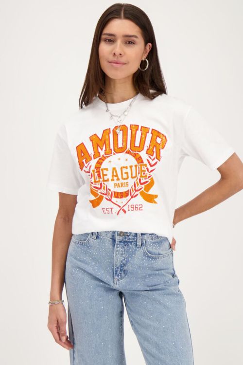 Wit T-shirt met oranje 
