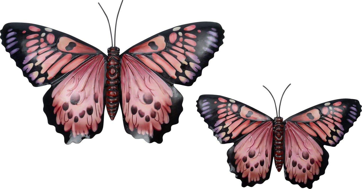 Intratuin tuin wanddecoratie vlinder roze 20 x 34 x 1,5 cm