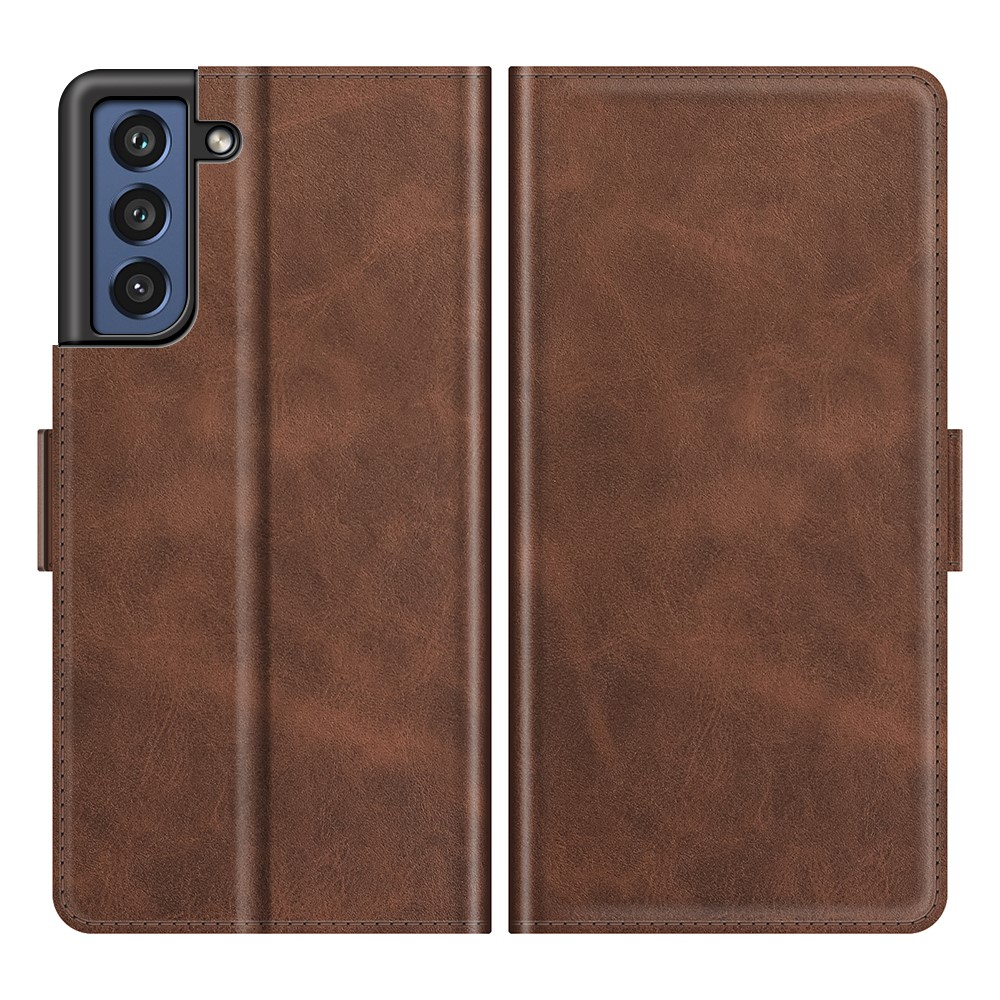 Samsung Galaxy S21 FE 5G Vintage Leder Tasche Flip Cover Fashion Design - Braun