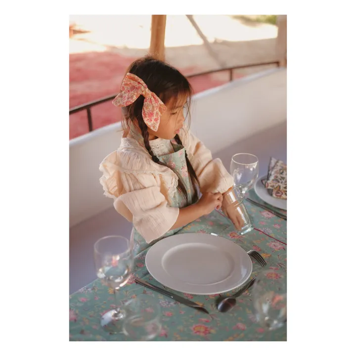 Louise Misha Tablier Eve en coton bio | Bleu turquoise