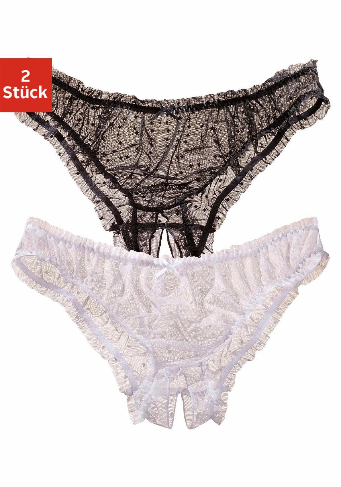 petite fleur gold Slip-Ouvert, 2 Stk. mit Rüschensaum und Pünktchenmuster