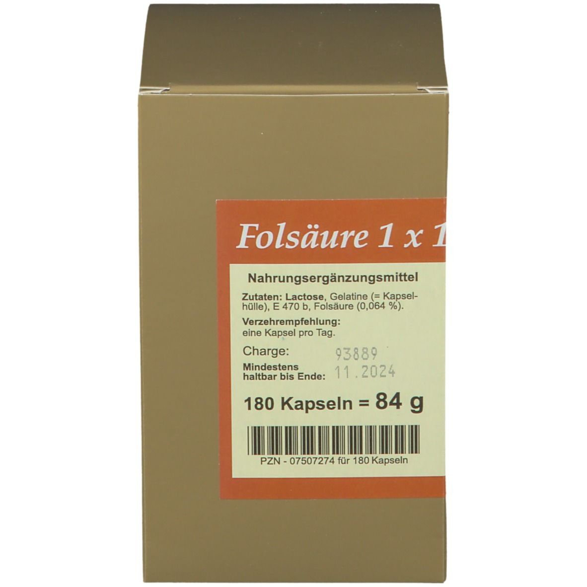 Folsäure 1 x 1 pro Tag