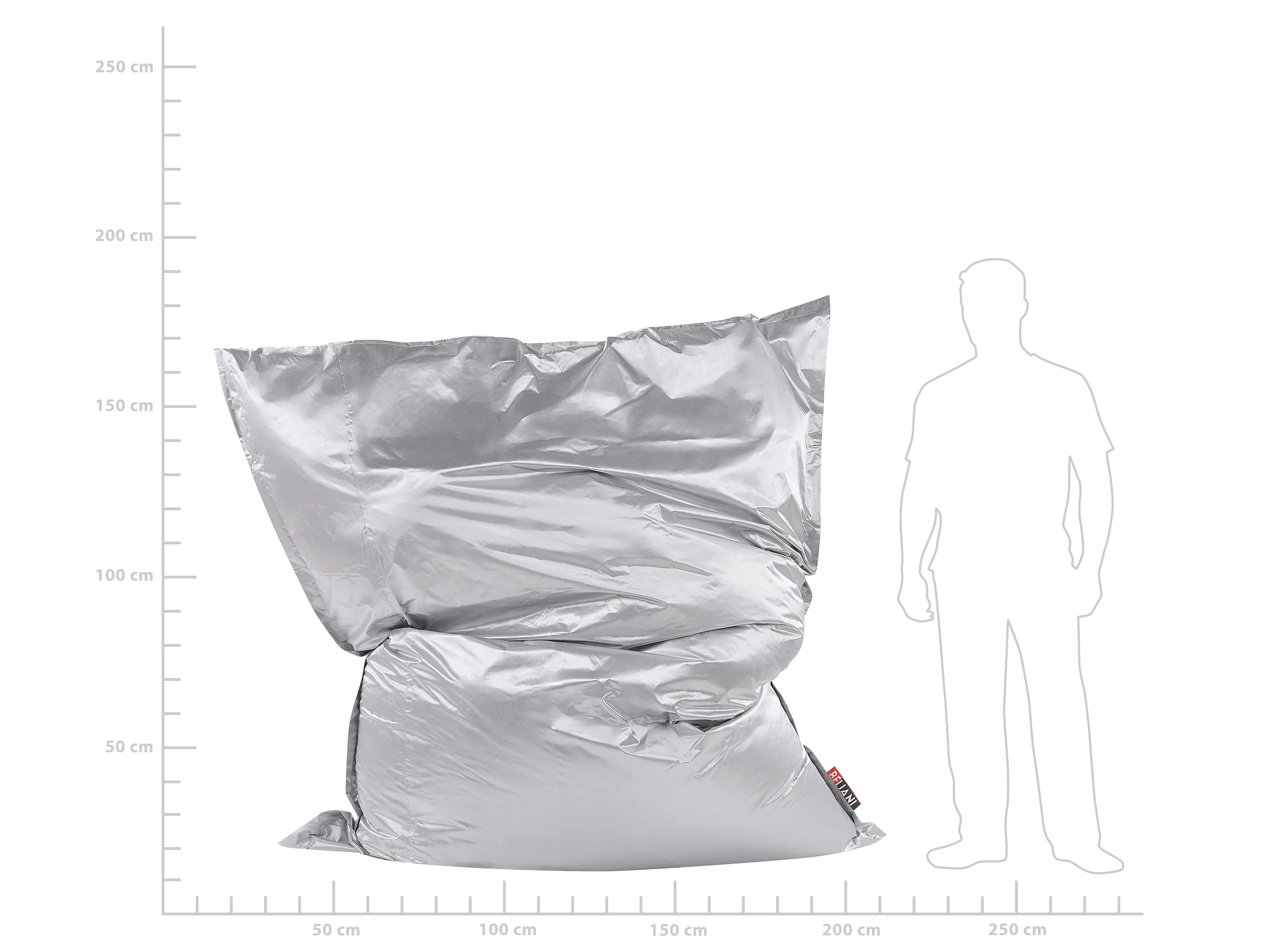 Zitzak 600 L FUZZY 180 cm 230 cm Zilver