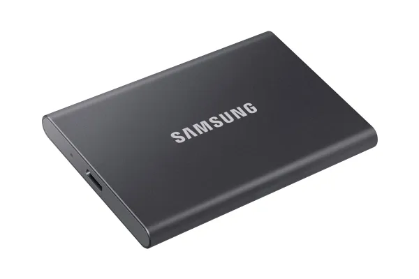 Samsung T7 MU-PC2T0T - SSD - krypteret - 2 TB - ekstern (bærbar) - USB 3.2 Gen 2 (USB-C stikforbindelse) - 256-bit AES - titan grå