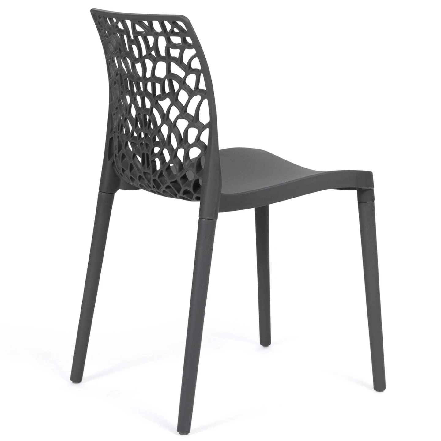 Lot de 6 chaises de jardin ALYSSA en polypropylène nid d'abeille gris anthracite