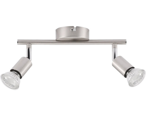 2-lichts spot, 30 cm breed, nikkel afwerking, geschikt voor GU10 fittingen tot 10 watt