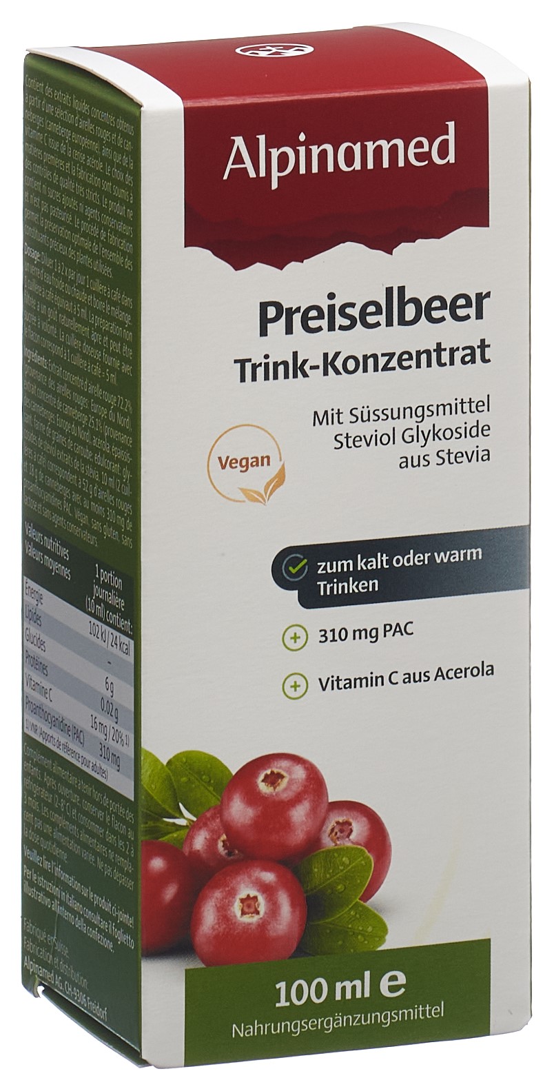 ALPINAMED Preiselbeer Trink-Konzentrat Konz 100 ml