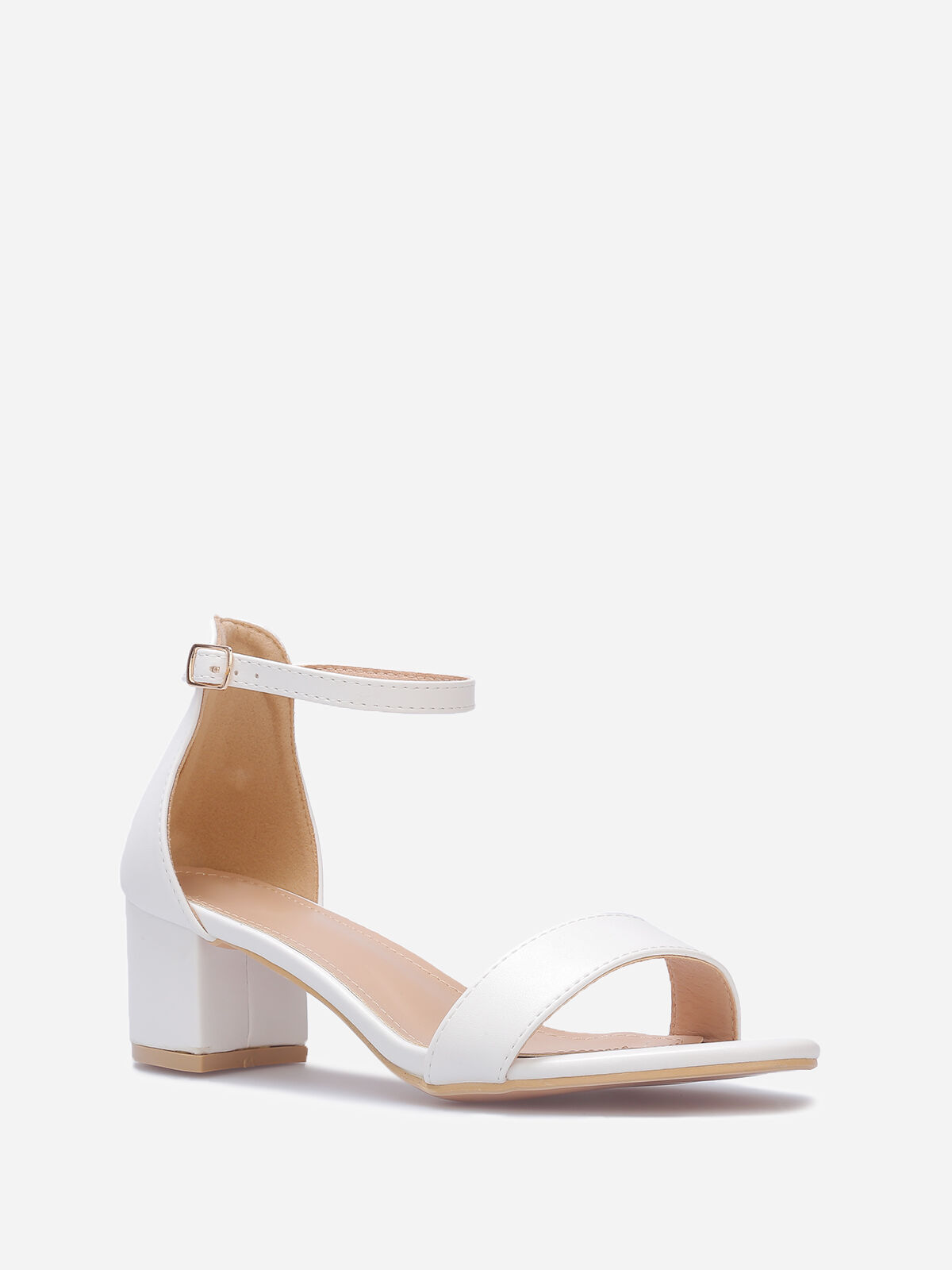 Sandales à talon carré grandes tailles- Blanc