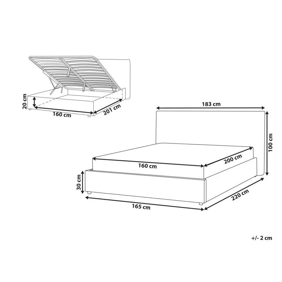 LAVAUR - Bed met opbergruimte - Off-white - 160 x 200 cm - Bouclé