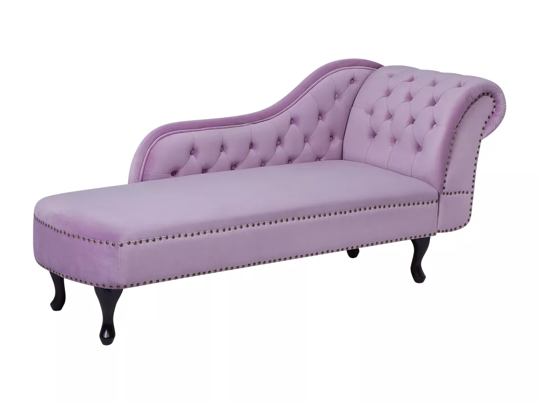Méridienne en velours violet clair côté droit NIMES