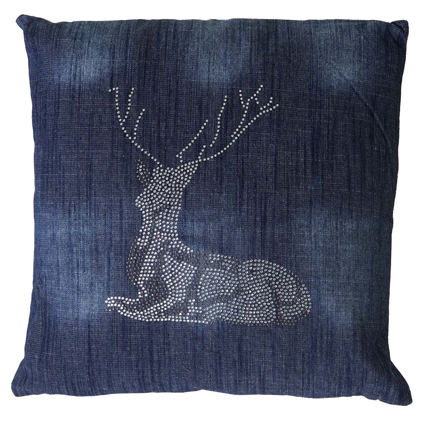 Zierkissen Hirsch, Sofakissen Deko-Kissen mit Füllung, blau Glitzersteine 45x45cm