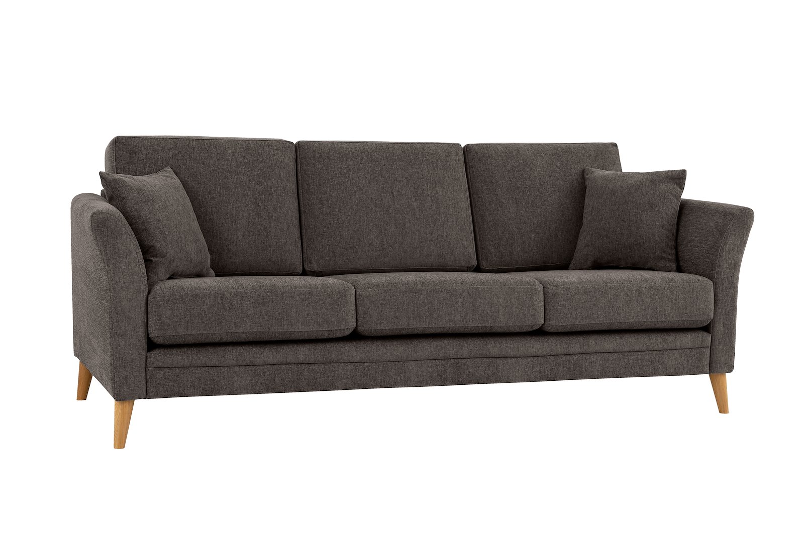 Eden 3-seter sofa Tekstil Thor 5 Brown med ben i eik natur (15137).