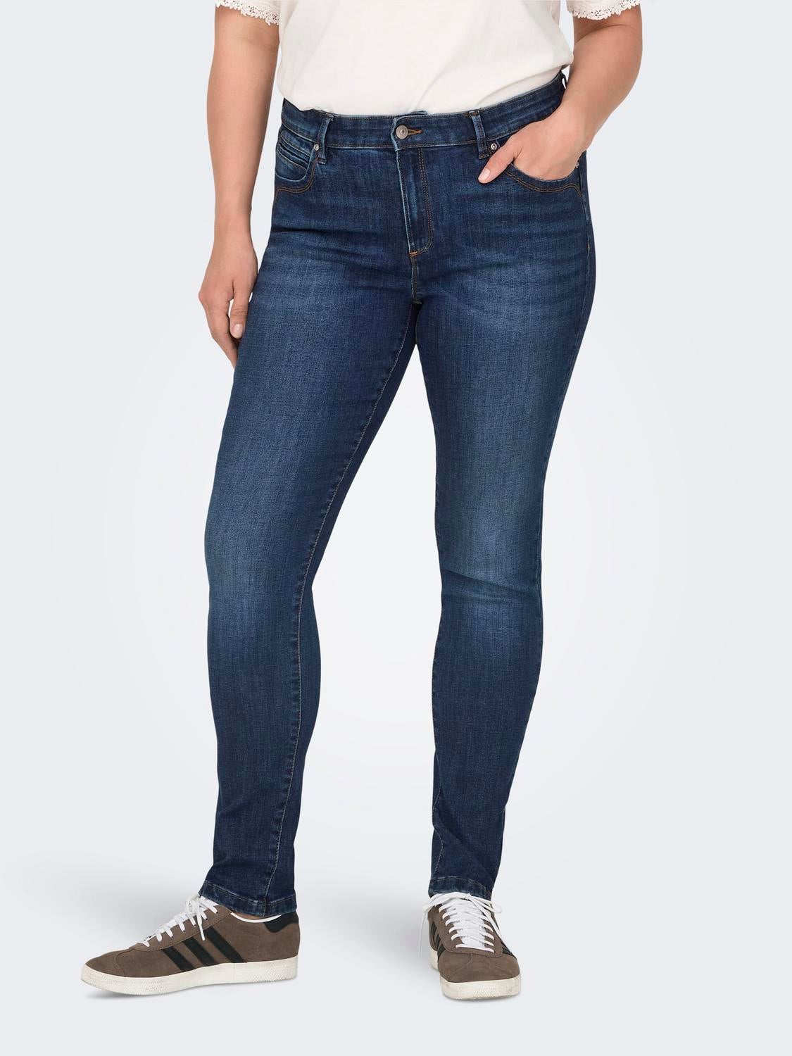 CARKARLA Mittlere Taille Skinny Fit Jeans Dark Blue Denim