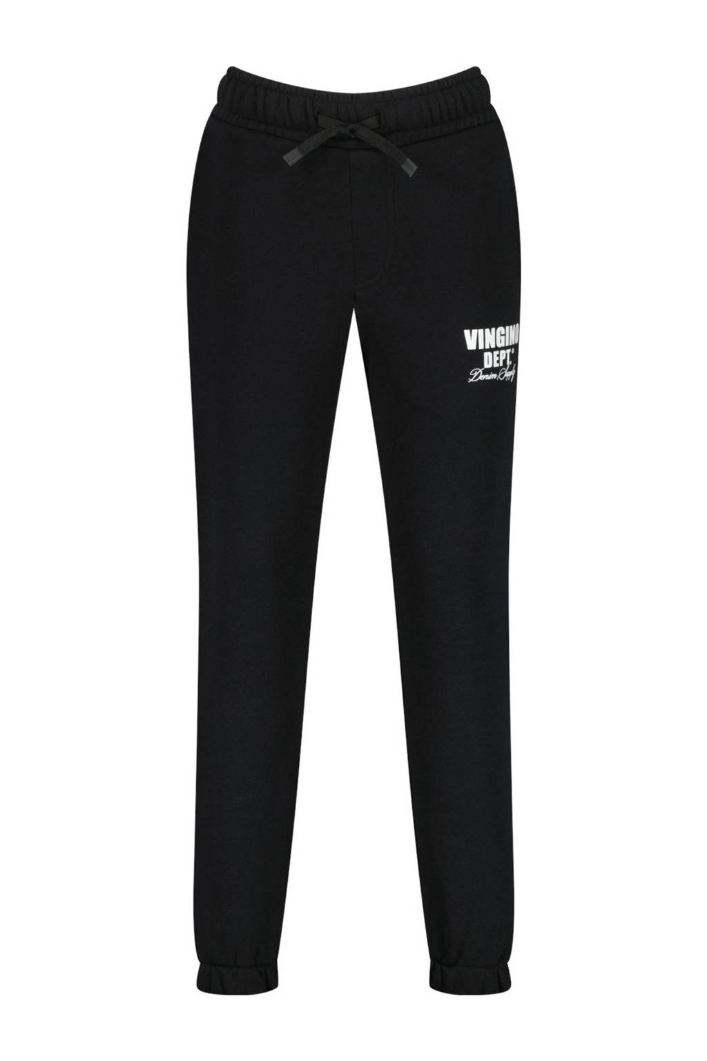 Vingino tapered fit joggingbroek Basic met printopdruk zwart