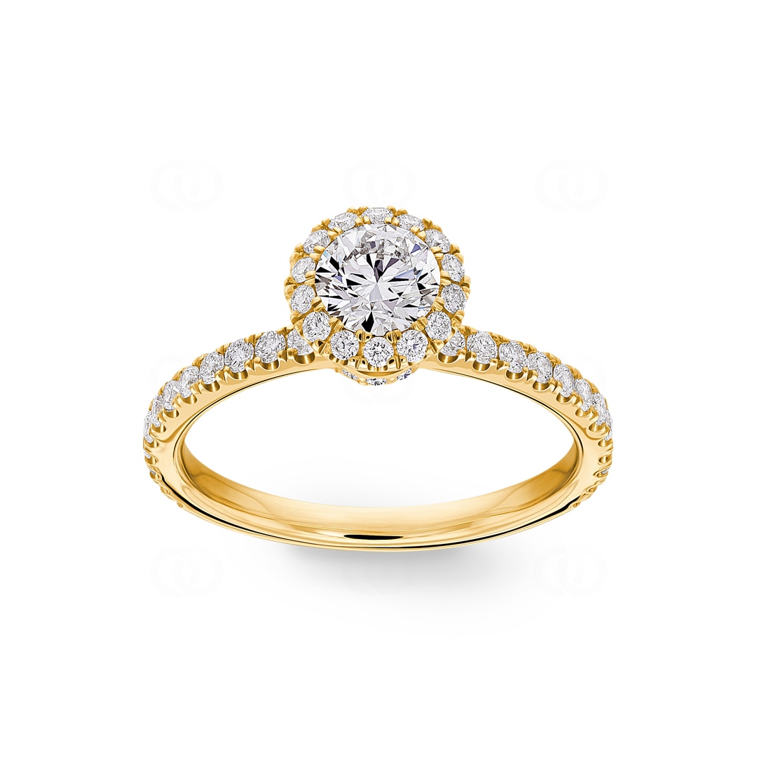 Halo Diamantring 750/18 K Gelbgold 1.11 ct G/si