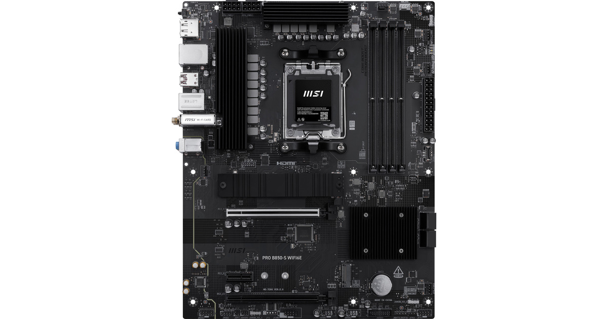 MSIPRO B850-S WIFI6E socket AM5 moederbord  (Zwart/zilver, RAID, 2.5Gb-LAN, Wi-Fi 6E, BT 5.3, Sound, ATX)