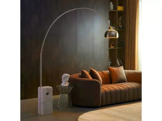 Lampadaire avec Base en Marbre - Lampe de Salon - Bow Blanc