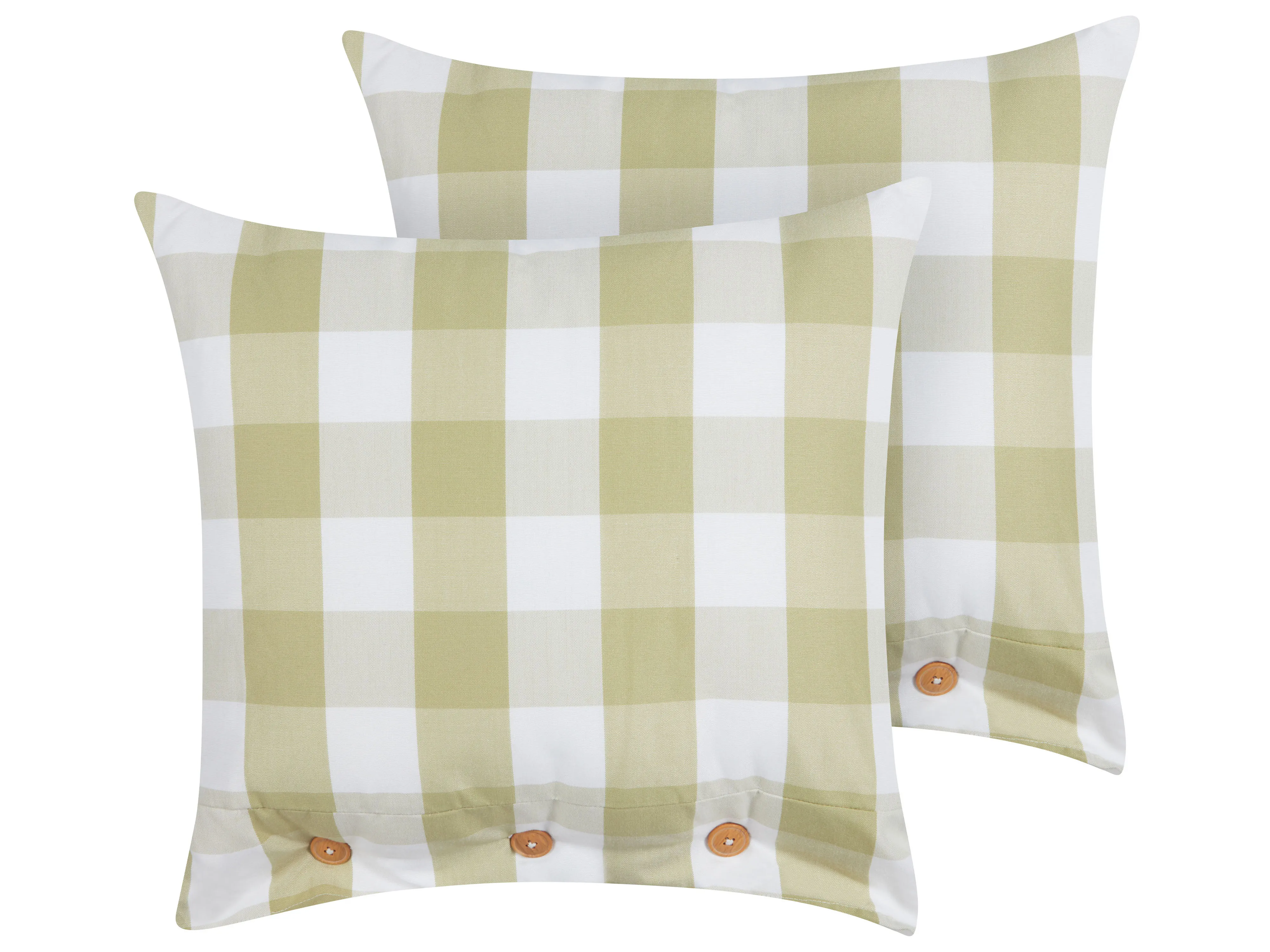 Set van 2 sierkussens TAMNINE 45 x 45 cm Lichtgroen geblokt patroon