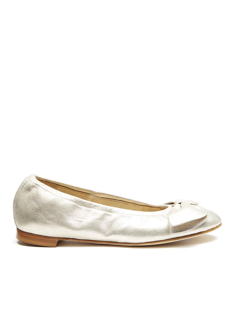 BALLERINE NOEUD CUIR PLATINE