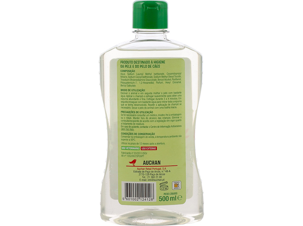 CHAMPÔ VEGAN CÃO 2 EM 1 AUCHAN 500ML