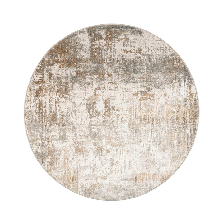 Rond wasbaar vloerkleed - Misha Grunge Creme/Bruin