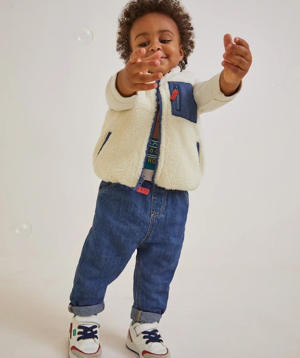 PANTALON RELAX BÉBÉ GARÇON BLEU EN DENIM LOW IMPACT