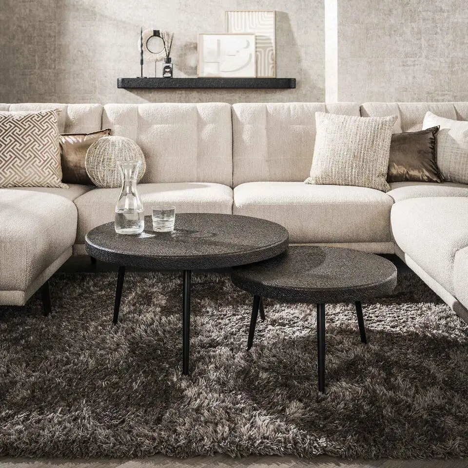 Hoyz Collection - Salontafel Drop Shape - 3D Zwart Bruin - Set van 2