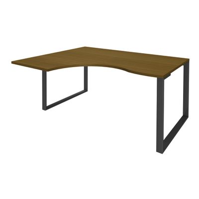 Bureau compact LOFTER - L160 cm - Retour à gauche - Plateau imitation noyer - pied carbone - (pied de renfort obligatoire à rajouter - non inclus)